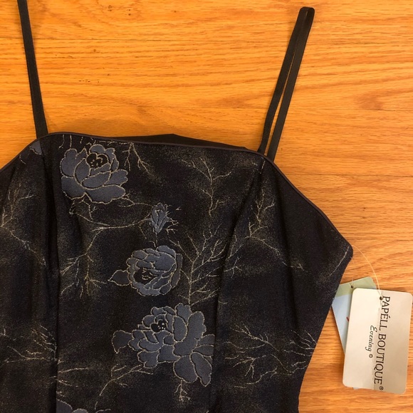 NWT Navy Floral Glittery Long Dress - Picture 2 of 4